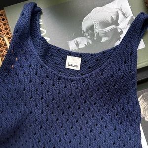 Babaa Sleeveless Open Knit Cotton Sweater Top One Size
